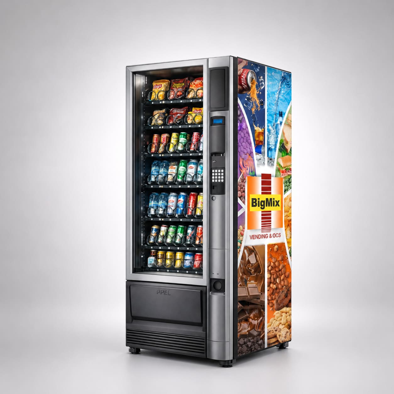 Máquina de snack BigMix com bebidas e lanches variados